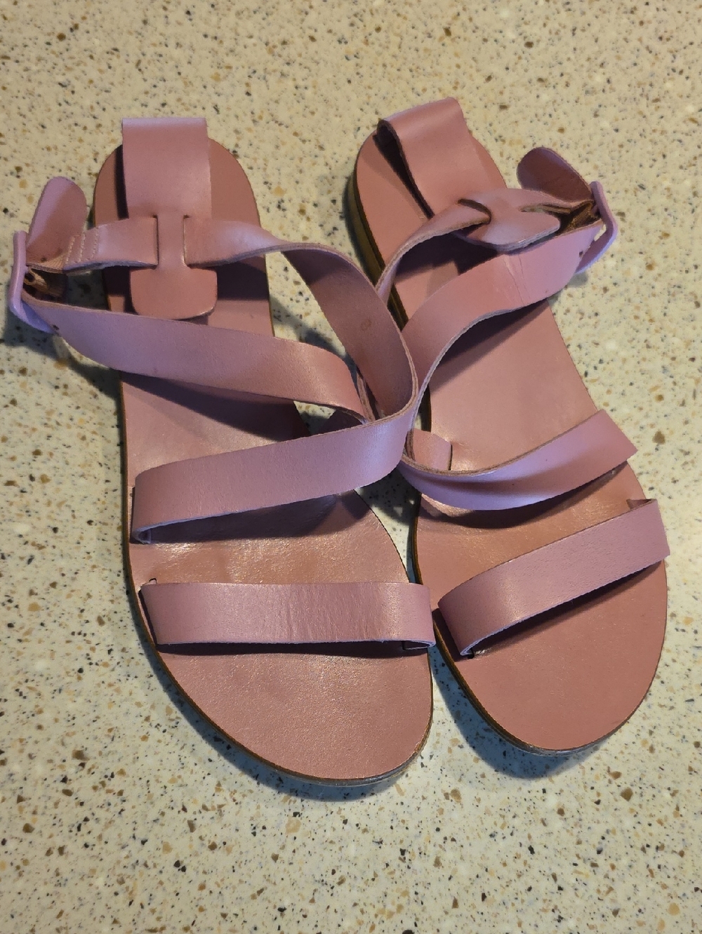 Everlane Mauve Pink Leather Strappy Sandals